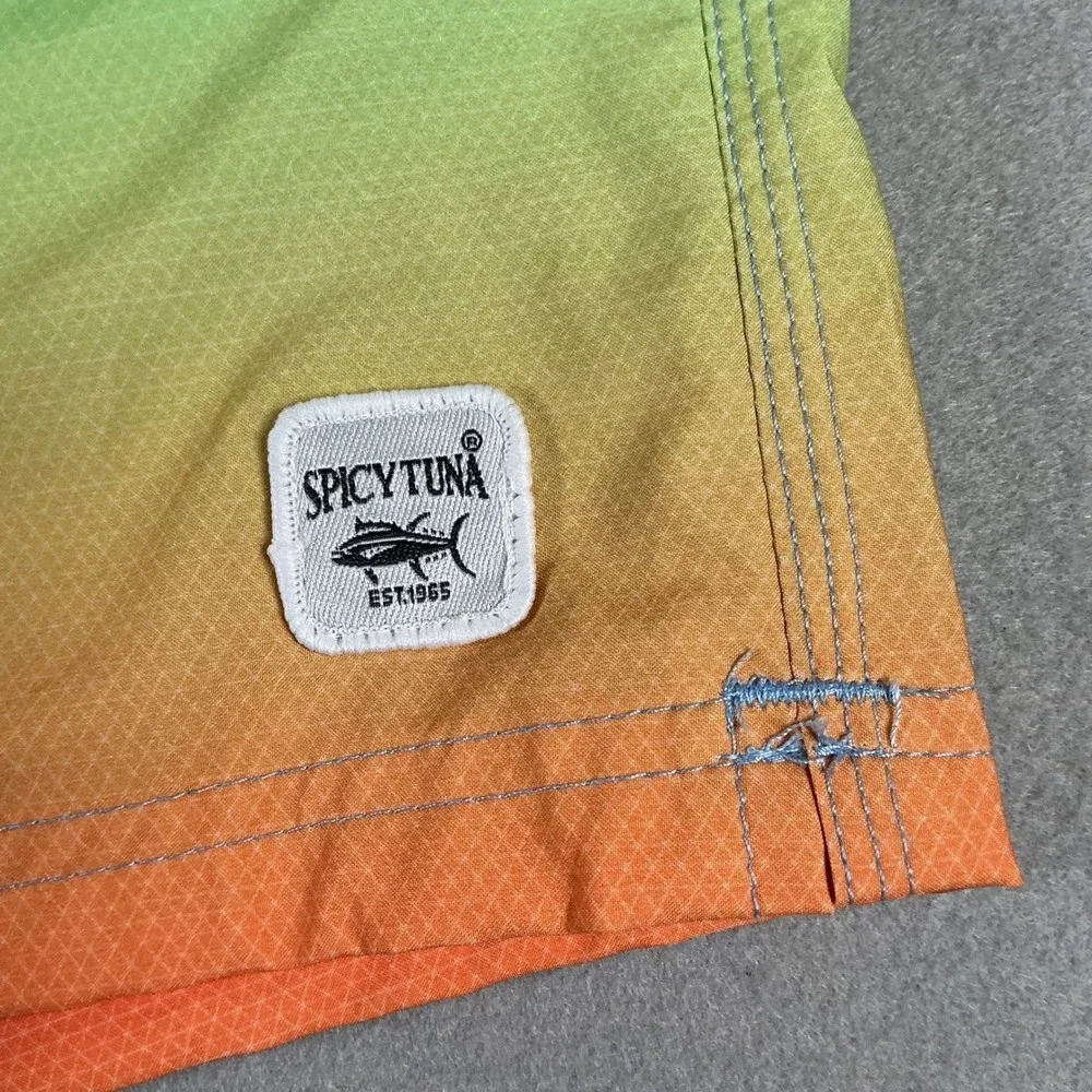 Spicy‎ Tuna Swim Trunks Mens XL Blue Palm Tree Ombre Board Shorts NWT